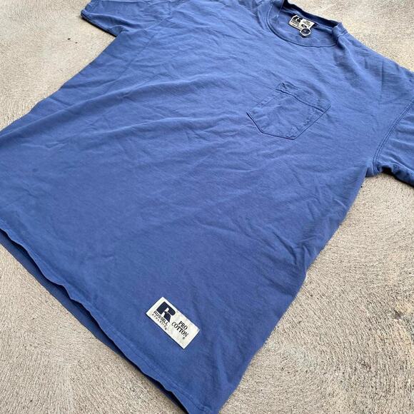 Blue Russell Athletic Pocket T Shirt - Picture 2 of 4